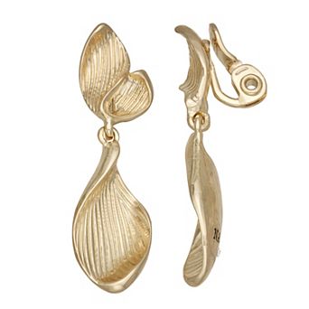 Napier Gold Tone Petals Double Drop Earrings
