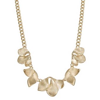 Napier Gold Tone Petals Floral Collar Necklace
