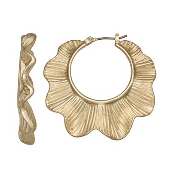 Napier Gold Tone Petals Hoop Earrings