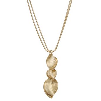 Napier Gold Tone Petals Pendant Necklace