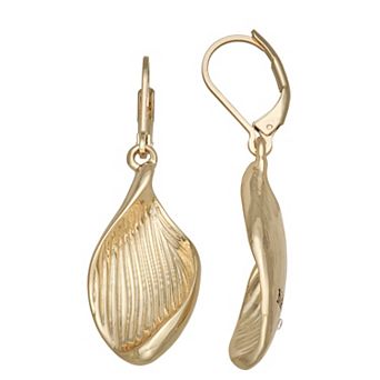 Napier Gold Tone Petals Drop Earrings