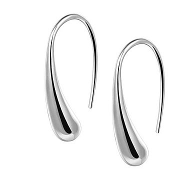 Sophia Teardrop Hook Earrings Modern Minimalist Design in Silver or Gold