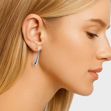 Sophia Teardrop Hook Earrings Modern Minimalist Design in Silver or Gold