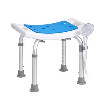Adjustable Shower Chair with Back, 350 lbs Capacity Non-Slip Bathtub Stool for Elderly