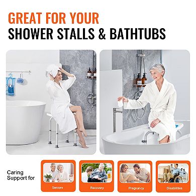 Adjustable Shower Chair with Back, 350 lbs Capacity Non-Slip Bathtub Stool for Elderly