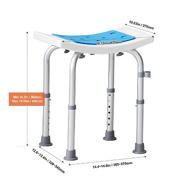 Adjustable Shower Chair with Back, 350 lbs Capacity Non-Slip Bathtub Stool for Elderly