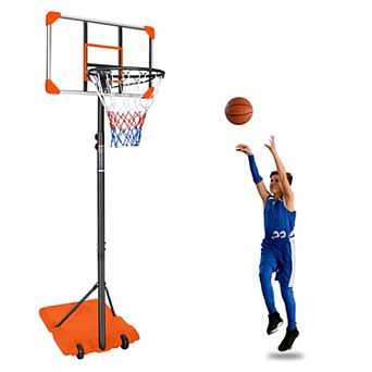 Portable Youth Basketball Hoop 5.6-7ft Adjustable, 28" Backboard with Wheels, Indoor Outdoor Goal