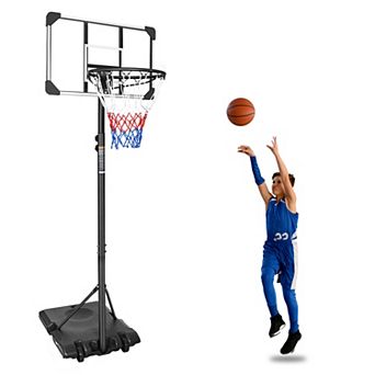 Portable Youth Basketball Hoop 5.6-7ft Adjustable, 28" Backboard with Wheels, Indoor Outdoor Goal