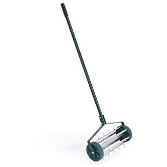 18 Inch Rolling Lawn Aerator with 1.2 Inch Tine Spikes and Anti Slip Handle
