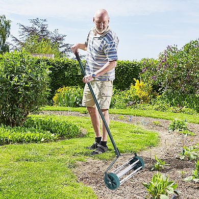 18 Inch Rolling Lawn Aerator with 1.2 Inch Tine Spikes and Anti Slip Handle