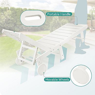 Hearthshire Chaise Lounge Chair Outdoor, with Adjustable Backrest & Wheels