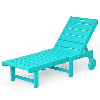 Hearthshire Chaise Lounge Chair Outdoor, with Adjustable Backrest & Wheels