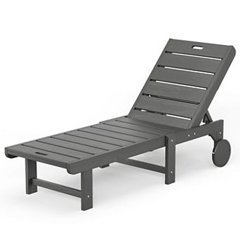 Hearthshire Chaise Lounge Chair Outdoor, with Adjustable Backrest & Wheels