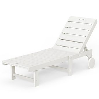 Hearthshire Chaise Lounge Chair Outdoor, with Adjustable Backrest & Wheels