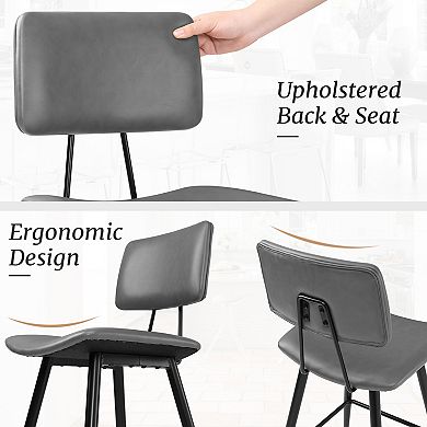 Hearthshire Counter Height Bar Stools Set of 3, Faux Leather Upholstered Barstools