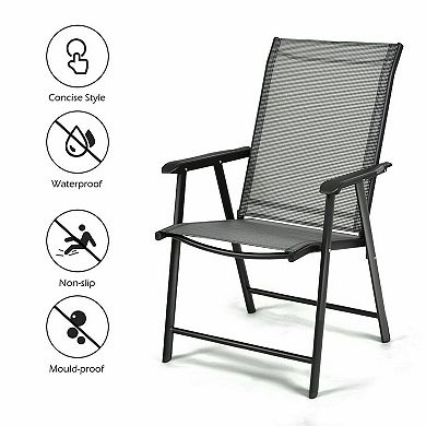 Outdoor Patio Folding Chairs Set of 2 Weather Resistant Fabric Armchairs