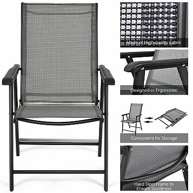 Outdoor Patio Folding Chairs Set of 2 Weather Resistant Fabric Armchairs