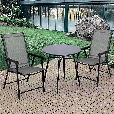 Outdoor Patio Folding Chairs Set of 2 Weather Resistant Fabric Armchairs