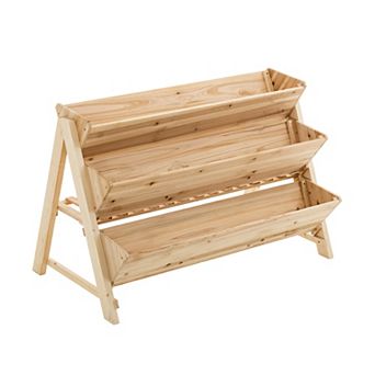 Vertical Raised Garden Bed 3 tier Wooden Planter Box With Storage Shelf