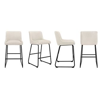 Hearthshire Set of 4 Faux Leather Bar Stools, 26" Tall with Thick Padding for Kitchen Counter Island