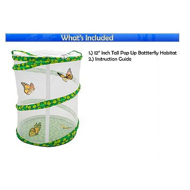 Butterfly Growing Kit - Pop-Up Mesh Habitat, Growing Kit Mesh Enclosure, 12in Tall Collapsible Cage
