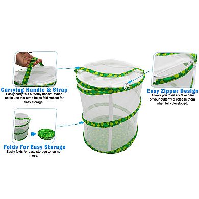 Butterfly Growing Kit - Pop-Up Mesh Habitat, Growing Kit Mesh Enclosure, 12in Tall Collapsible Cage