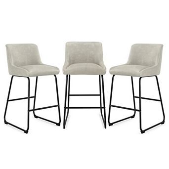 Hearthshire 26" Bar Stool Set of 3, Thick Padding Faux Leather for Kitchen Counter Island