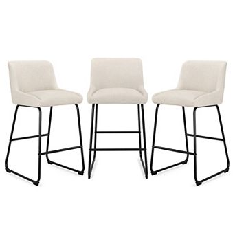 Hearthshire 26" Bar Stool Set of 3, Thick Padding Faux Leather for Kitchen Counter Island