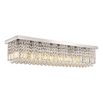 Moooni 8-Lights Rectangle Crystal Chandelier Flush Mount Ceiling Light