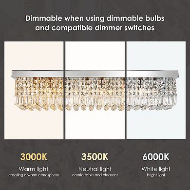 Moooni 8-Lights Rectangle Crystal Chandelier Flush Mount Ceiling Light
