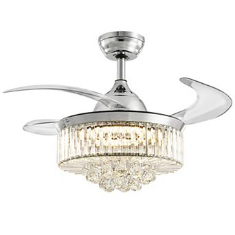 Moooni 42" Smart Crystal Ceiling Fan with Dimmable Led & Retractable Blades