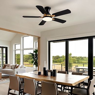 Moooni 42" Flush Mount Ceiling Fan with Light - APP & Remote Control, Dimmable LED, Reversible