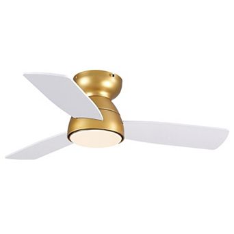 Moooni 32" Smart Gold&White Flush Mount Ceiling Fan with Dimmable LED Light
