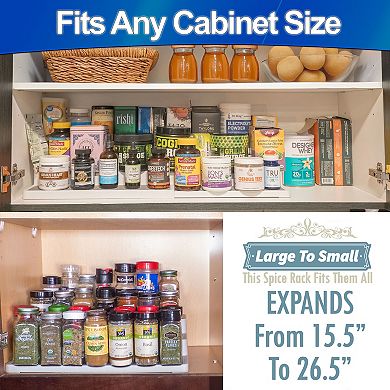 3 Tier Expandable Spice Rack Organizer for Kitchen Cabinets - Non-Slip Adjustable 15.5-26.5"