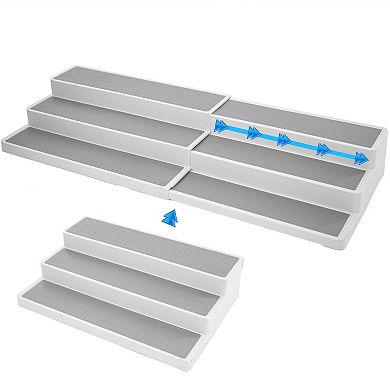 3 Tier Expandable Spice Rack Organizer for Kitchen Cabinets - Non-Slip Adjustable 15.5-26.5"