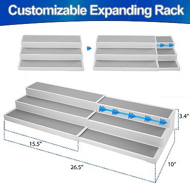 3 Tier Expandable Spice Rack Organizer for Kitchen Cabinets - Non-Slip Adjustable 15.5-26.5"