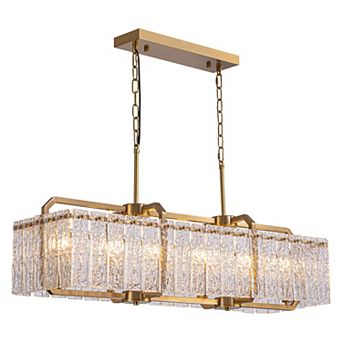 Moooni 39" Rectangular Water Ripple Glass Chandeliers for Dining Room
