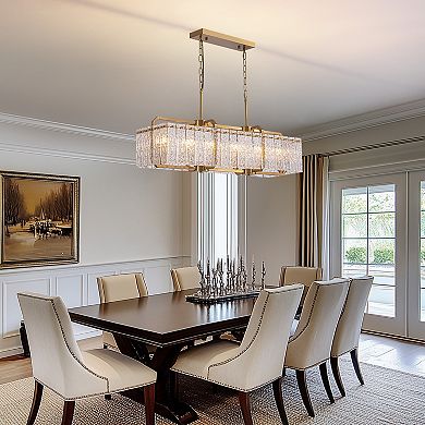 Moooni 39" Rectangular Water Ripple Glass Chandeliers for Dining Room