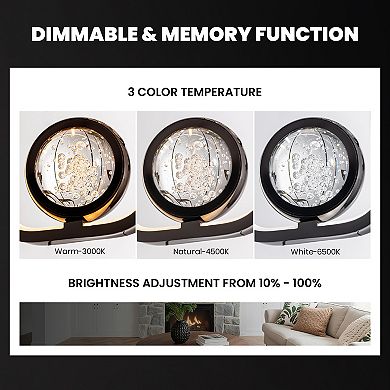Moooni 6-Light LED Crystal Staircase Chandelier, Black Adjustable High Ceiling Light Fixture