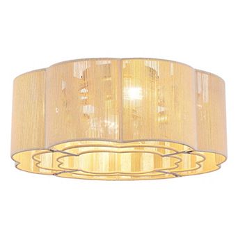 Moooni 20" Flower Shape Gold Woven Flush Mount Ceiling Fan Light with Remote