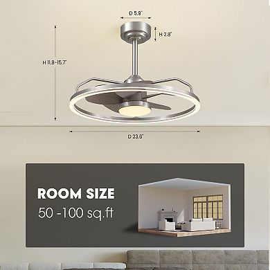 Moooni 24" Smart Modern Low Profile Ceiling Fan with Dual Dimmable LED Light