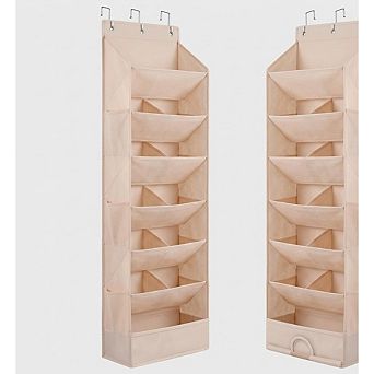 Over Door Hanging Shoe Organizer with Dustproof Mesh and 6 Side Pockets