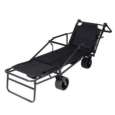 2-in-1 Folding Wagon & Beach Chair, 650LBS Capacity, All-Terrain Wheels for Beach Camping Shopping