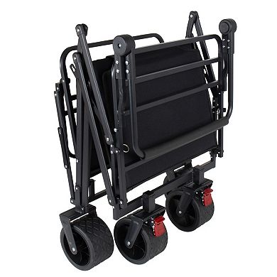 2-in-1 Folding Wagon & Beach Chair, 650LBS Capacity, All-Terrain Wheels for Beach Camping Shopping