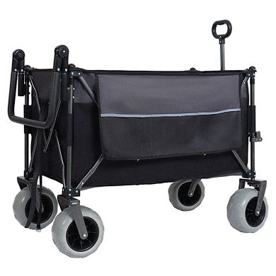 Multi-Functional Folding Wagon Cart, 9"x4" All-Terrain Wheels, Adjustable Handle, for Camping, Beach