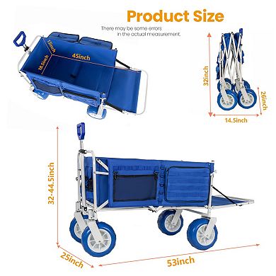 Heavy Duty Beach Wagon with 9" All-Terrain Wheels, Extendable Tailgate, Adjustable Handle