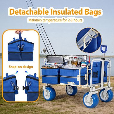 Heavy Duty Beach Wagon with 9" All-Terrain Wheels, Extendable Tailgate, Adjustable Handle