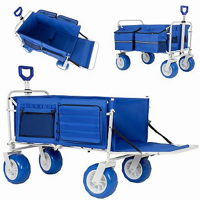 Heavy Duty Beach Wagon with 9" All-Terrain Wheels, Extendable Tailgate, Adjustable Handle