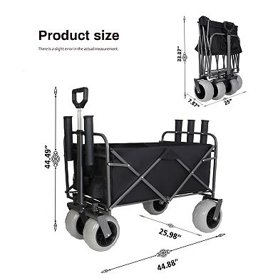 Fishing Cart with Rod Holders, 500lbs Beach Wagon for Sand, All-Terrain 9" Wheels, Waterproof Kit