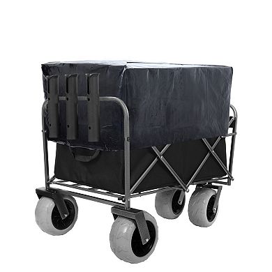 Fishing Cart with Rod Holders, 500lbs Beach Wagon for Sand, All-Terrain 9" Wheels, Waterproof Kit